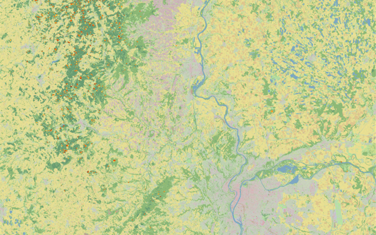 Deforestation-similarity locations over IGN CoSIA land cover in Rhône